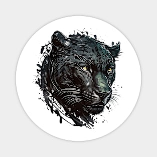 Panther Portrait Animal Painting Wildlife Outdoors Adventure Magnet